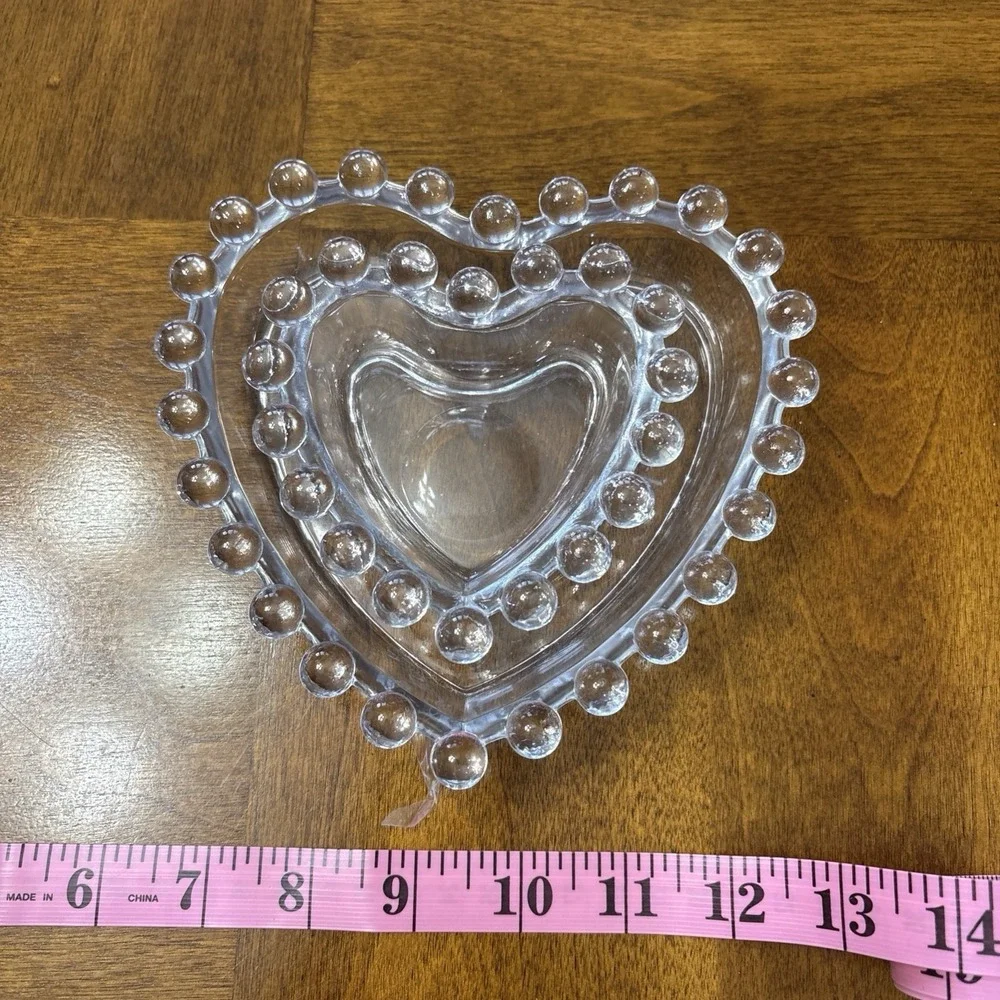 Vintage Imperial Candlewick Heart‎ Shaped Set of 2 Nesting Dishes